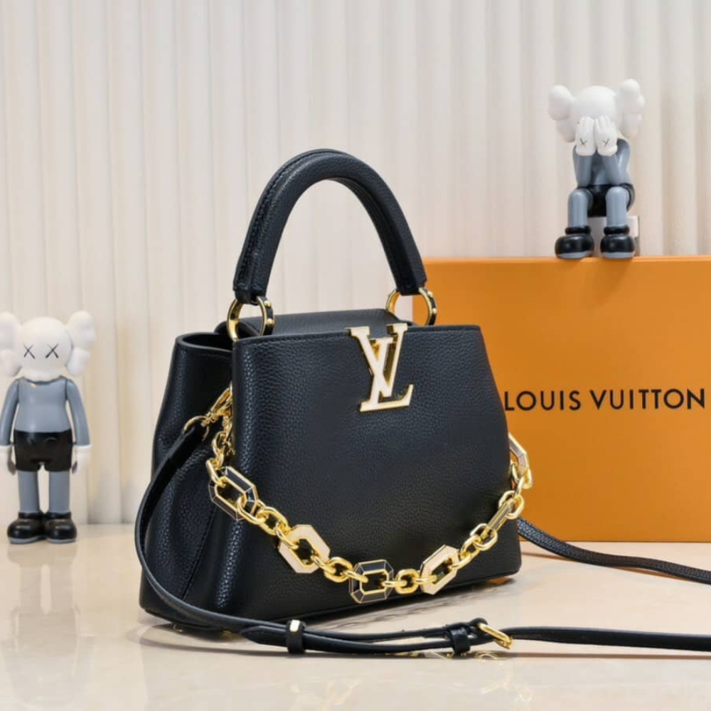 LOUIS VUITTON CAPUCINES BB BAG WITH CHARM BLACK 27CM - Image 3