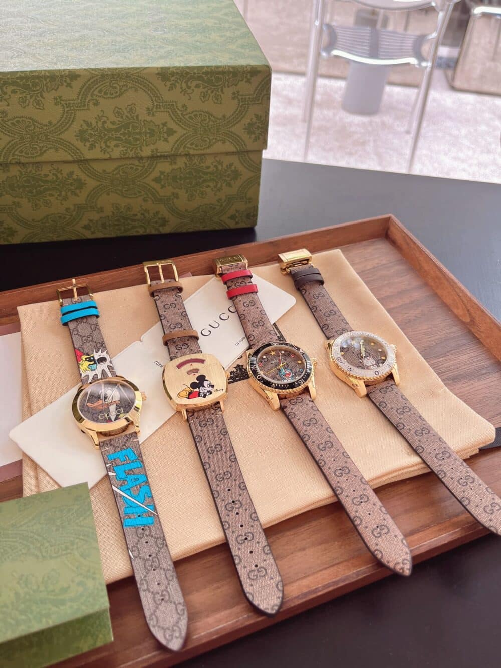 GUCCI X DISNEY MICKEY MOUSE GOLD DIAL WITH LEATHER STRAP WATCH BROWN 38MM YA157420 - Image 9