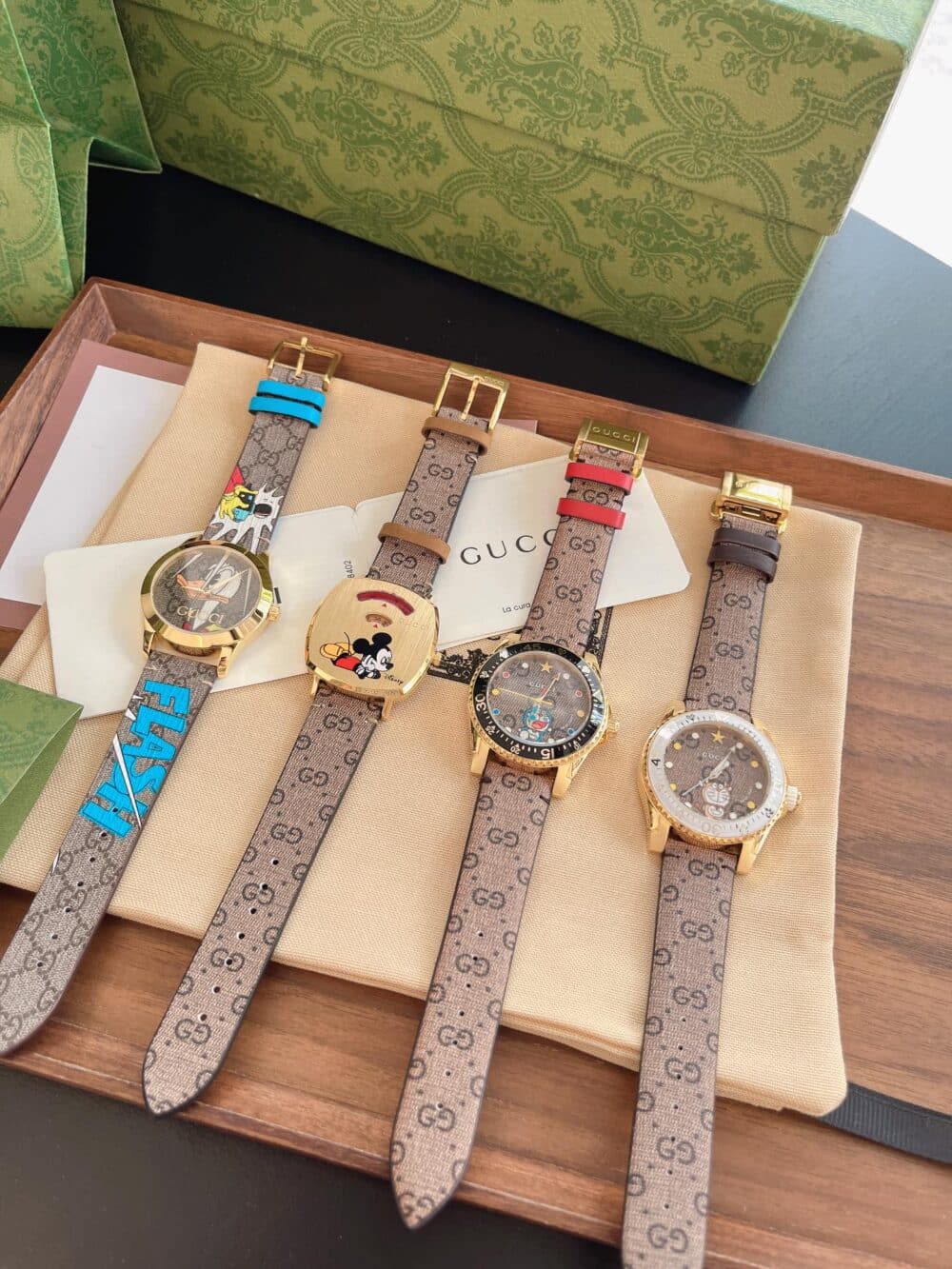 GUCCI X DISNEY MICKEY MOUSE GOLD DIAL WITH LEATHER STRAP WATCH BROWN 38MM YA157420 - Image 8