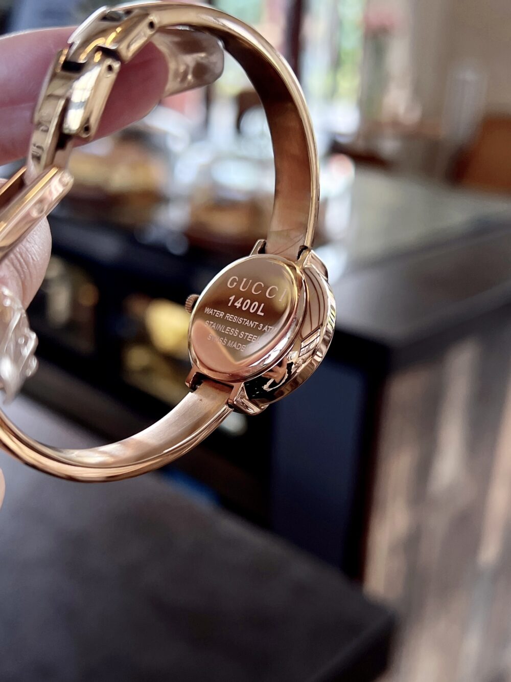 GUCCI GG BANGLE BRACELET 1400L WATCH GOLD WITH DIAMOND WHITE 25MM - Image 5