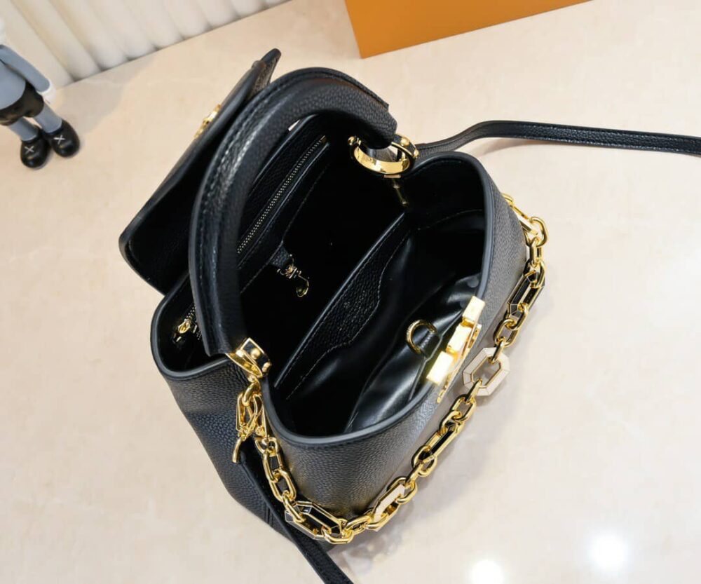 LOUIS VUITTON CAPUCINES BB BAG WITH CHARM BLACK 27CM - Image 9