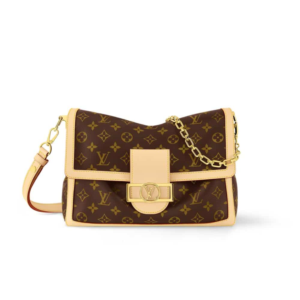 LOUIS VUITTON DAUPHINE SOFT GM BAG MONOGRAM CANVAS YELLOW BORDER 28CM M47149