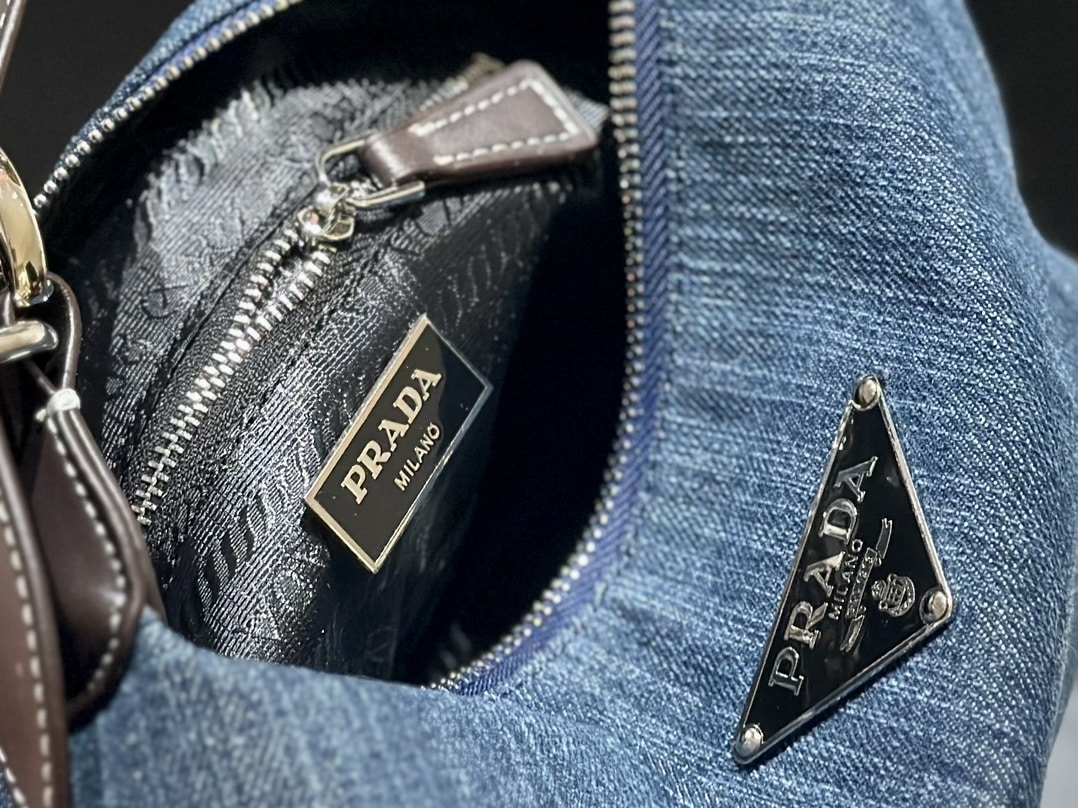 PRADA JEANS RING SHOULDER BAG DENIM BLUE 25CM - Image 10