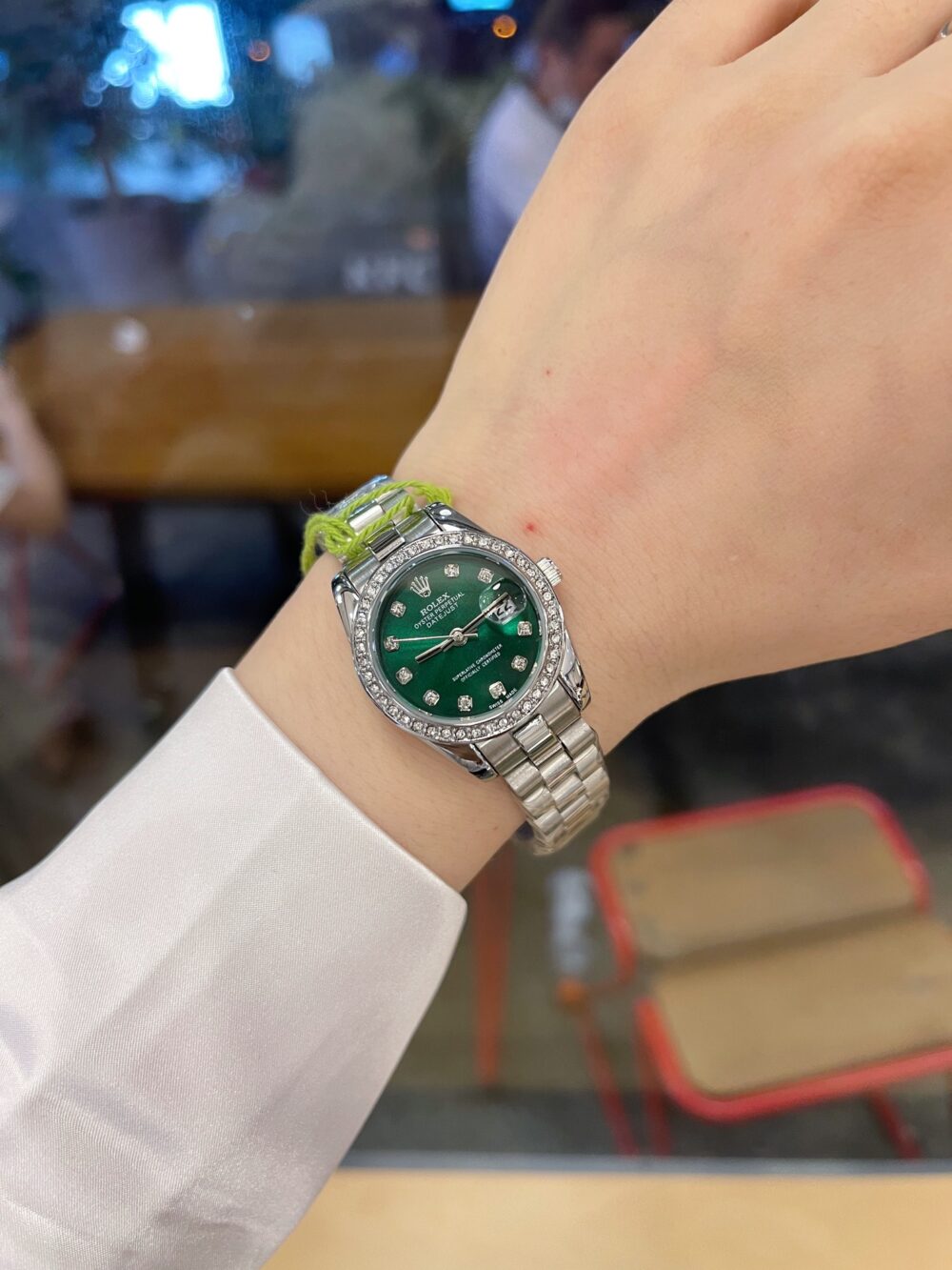 ROLEX LADY DATEJUST 28 SILVER JUBILEE DIAMOND DIAL IN GREEN 28MM - Image 4