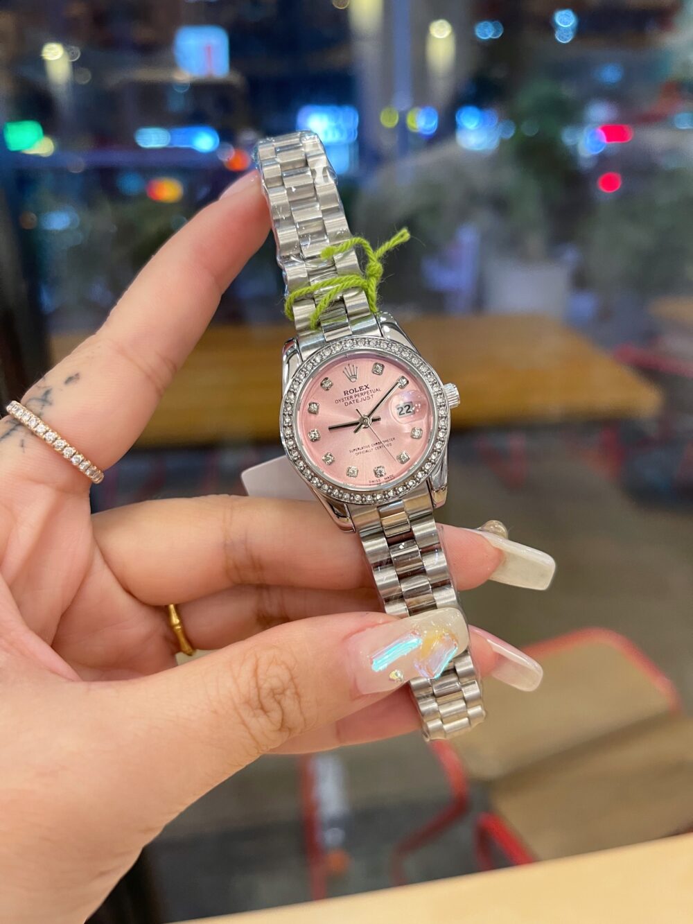 ROLEX LADY DATEJUST 28 SILVER JUBILEE DIAMOND DIAL IN PINK 28MM - Image 3