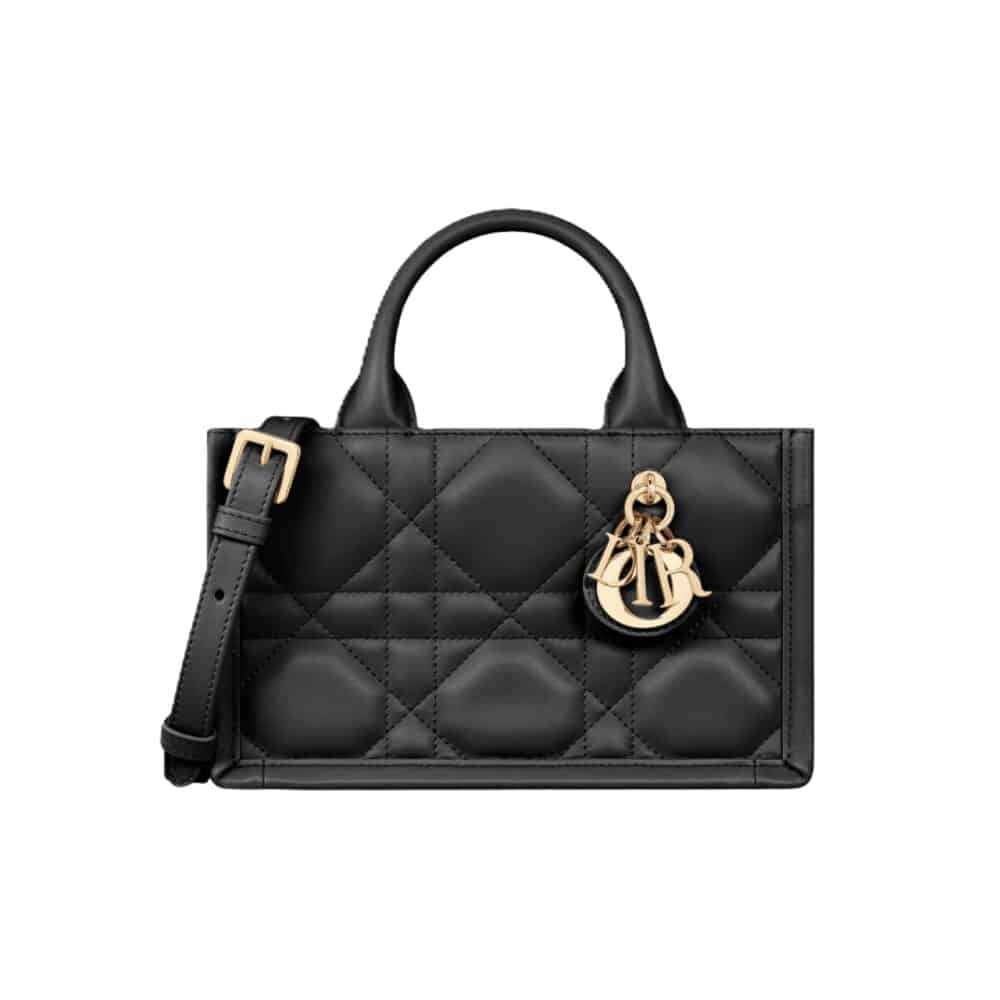 DIOR MINI DIOR BOOK TOTE MACROCANNAGE CALFSKIN BLACK 21CM S5573OWHP M900