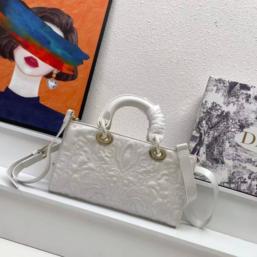 Alternative view of DIOR MEDIUM LADY D JOY BAG QUILTED EFFECT WHITE 26CM