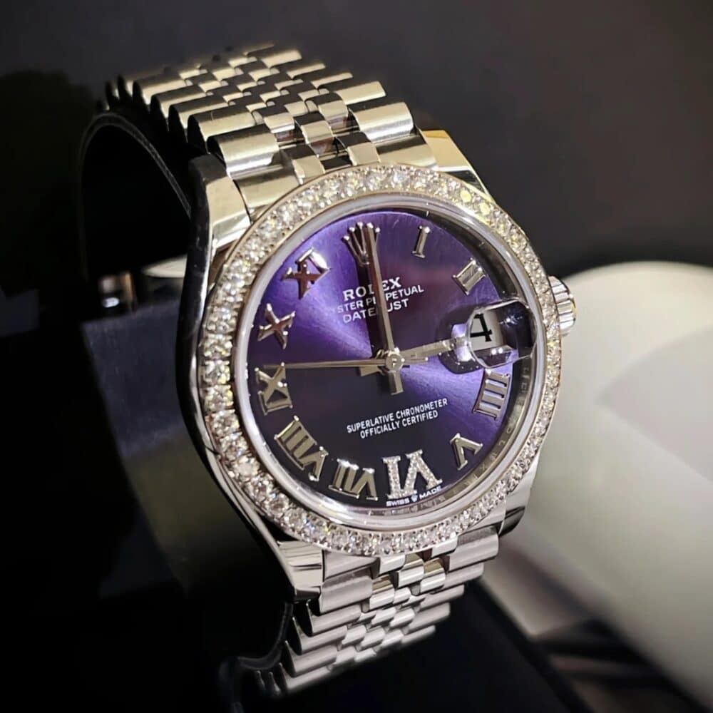 ROLEX DATEJUST 36 AUBERGINE DIAMOND DIAL OYSTER WATCH IN PURPLE 126284RBR - Image 3