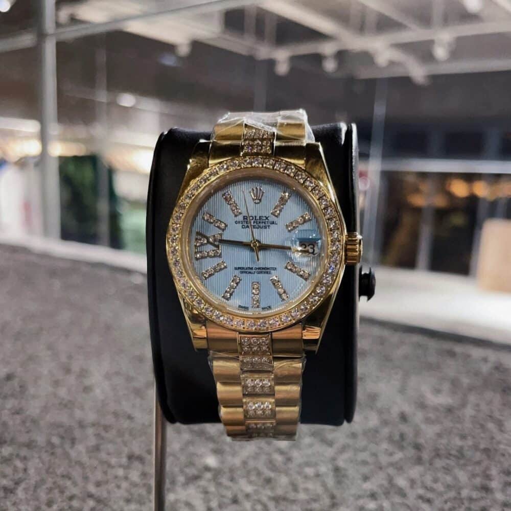 ROLEX LADY DATEJUST 28 CORNFLOWER BLUE DIAL GOLD 18K 28MM 279138BLSRDP - Image 4