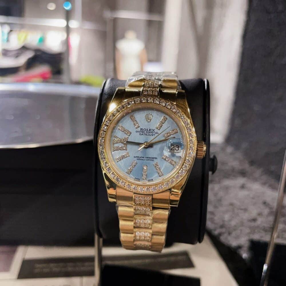 ROLEX LADY DATEJUST 28 CORNFLOWER BLUE DIAL GOLD 18K 28MM 279138BLSRDP - Image 7
