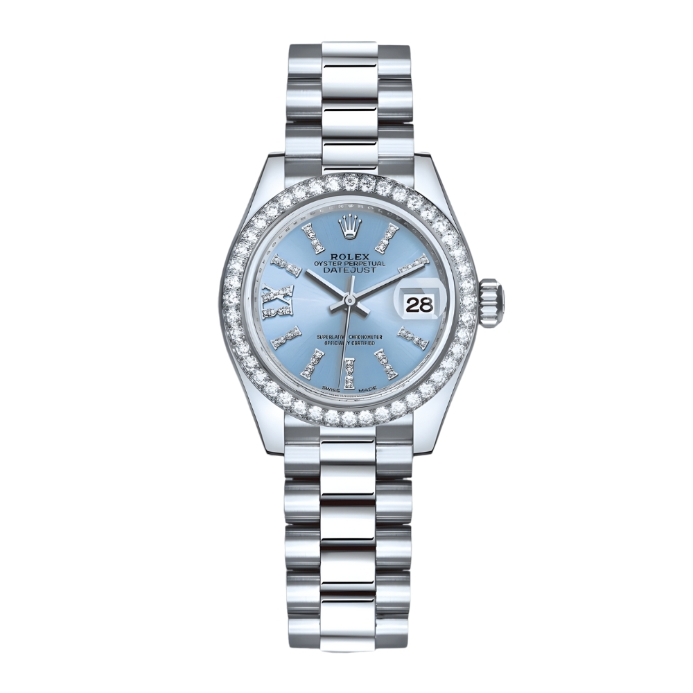 Rolex Lady Datejust 28 Ice Blue Dial Platinum Diamond 28Mm 279136Iblsrdp