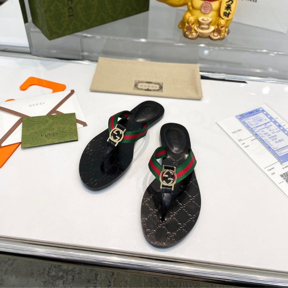 Alternative view of Gucci GG Thong Web Sandal Black 270374 H9020 8476