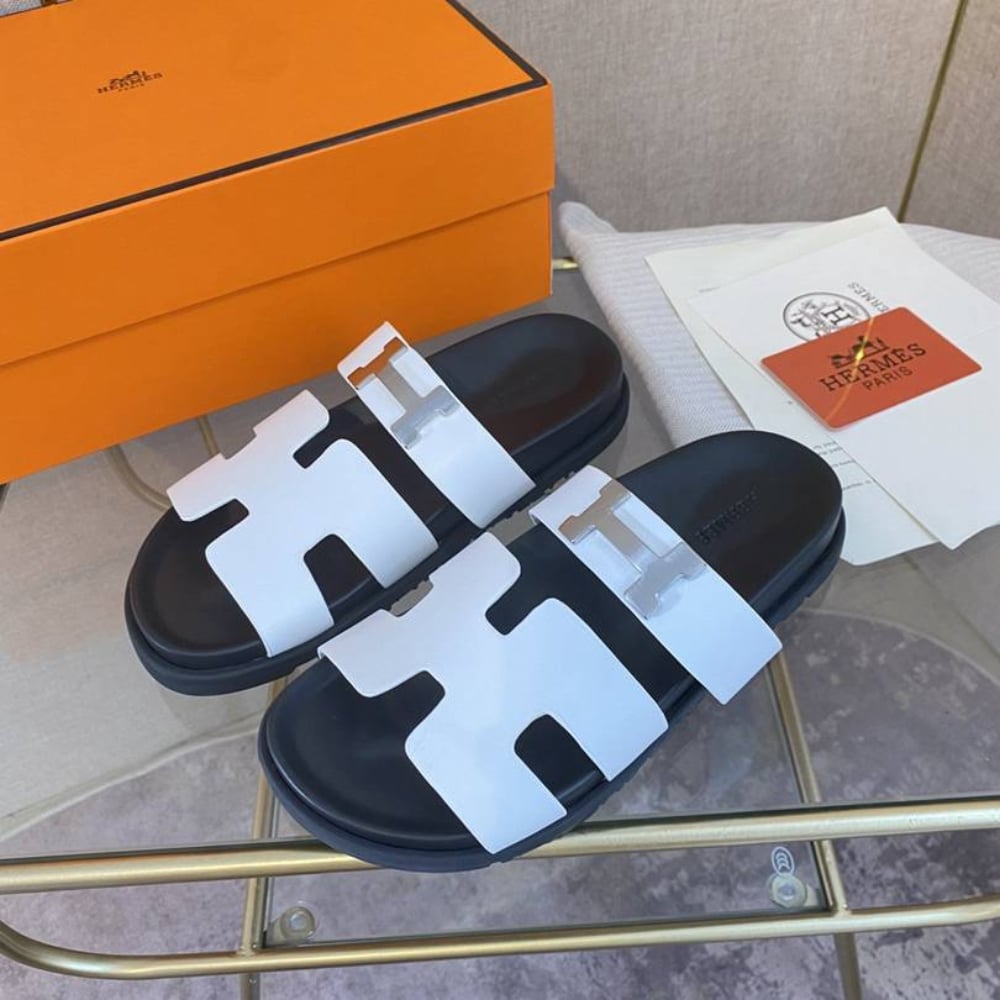 Alternative view of HERMES CHYPRE SANDAL H LOGO SILVER HARDWARE WHITE