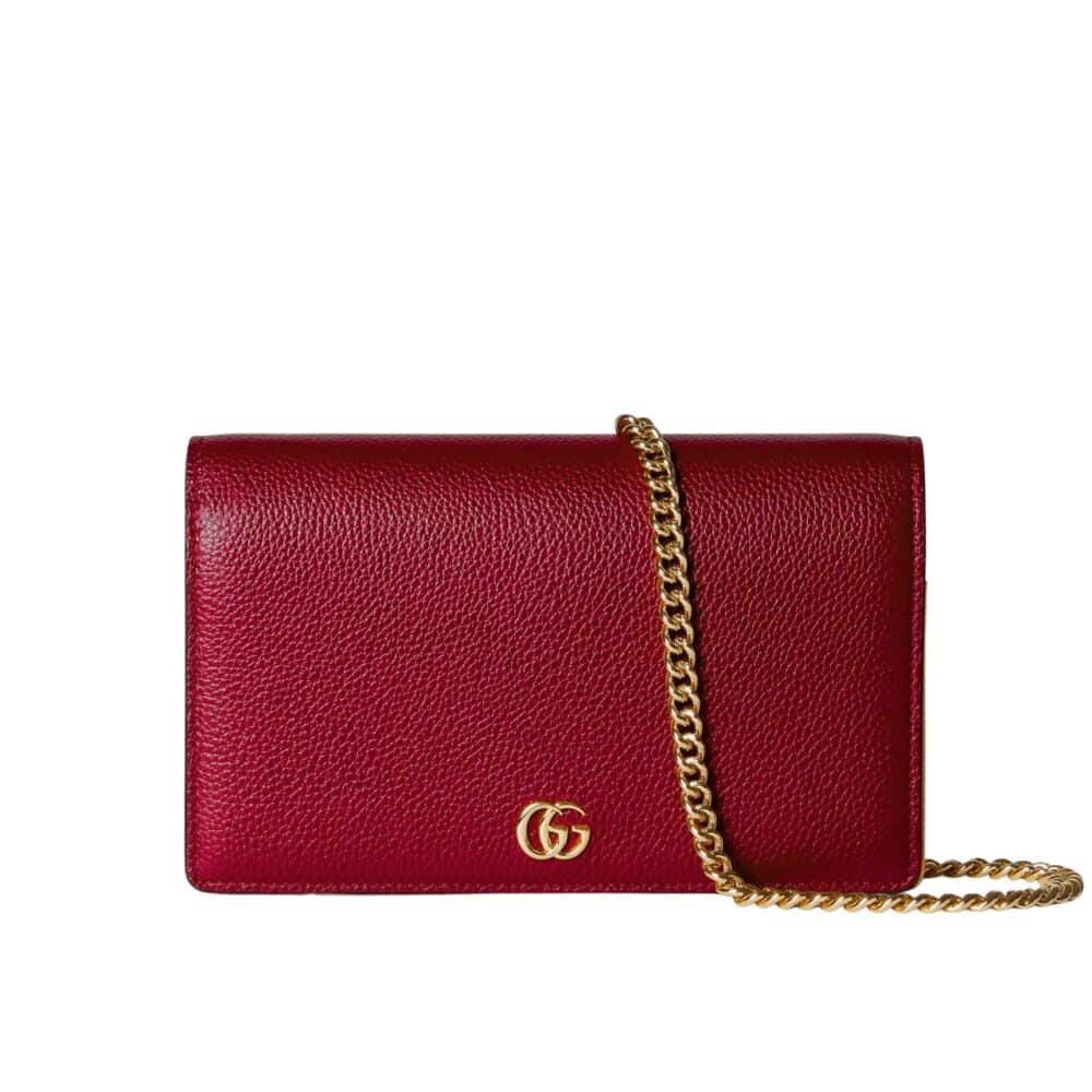 GUCCI GG MARMONT WALLET ON CHAIN RED LEATHER 20CM 497985 AAE5F 6259