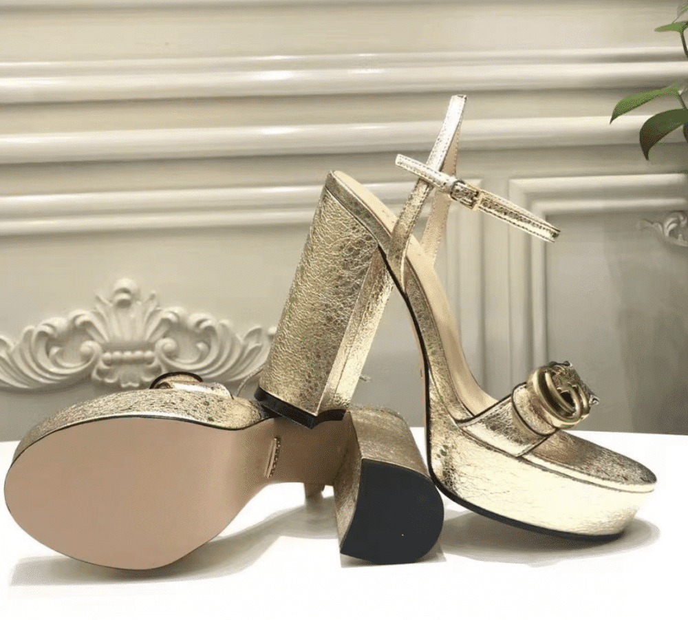 GUCCI MARMONT PLATFORM SANDAL GOLD COLOR - Image 3