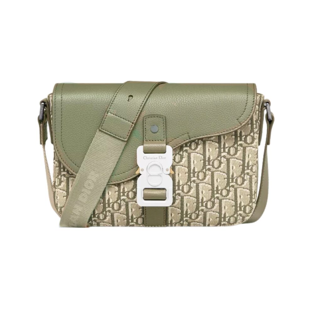 DIOR SMALL SADDLE MESSENGER BAG WITH FLAP KHAKI GRAINED CALFSKIN 19CM 1ADPO049YKS H57E