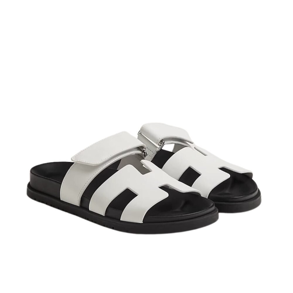 HERMES CHYPRE SANDAL BLANC CALFSKIN WHITE H222100Z 90345