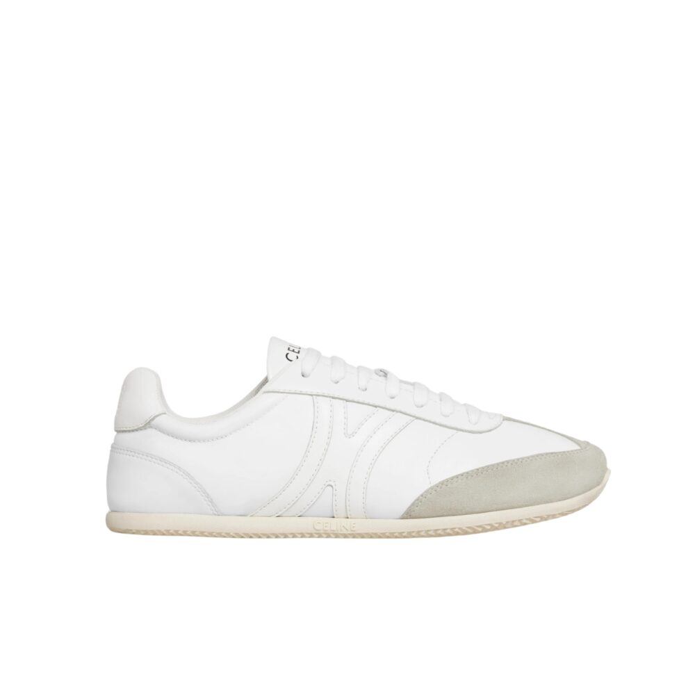 CELINE JOGGER LOW LACE-UP SNEAKER IN CALFSKIN AND SUEDE CALFSKIN OPTIC WHITE GREY 359273941C 01DQ
