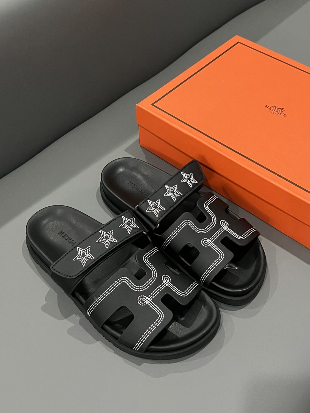 Alternative view of HERMES CHYPRE SANDAL STAR STITCHED NOIR H232142Z 02340