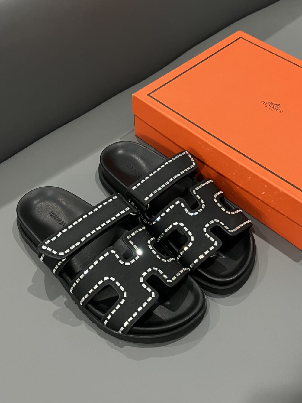 Alternative view of HERMES CHYPRE SANDAL SUEDE CRYSTAL BLACK