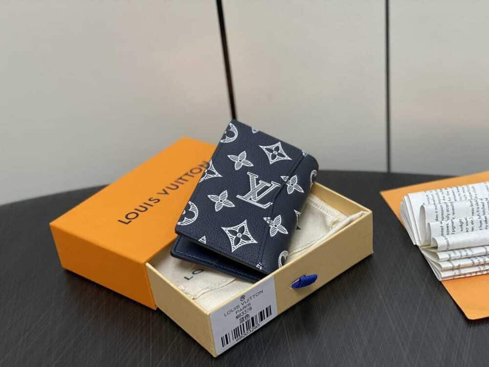 LOUIS VUITTON POCKET ORGANIZER MONOGRAM CALFSKIN NAVY BLUE 7CM M83378 - Image 9