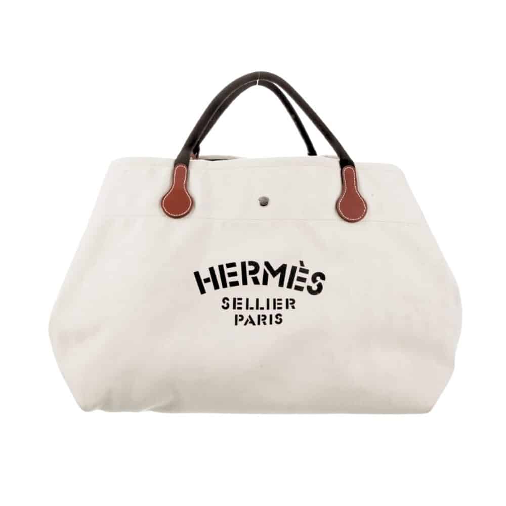HERMES FOURRE TOUT DU CAVALIER BAG WHITE 42CM