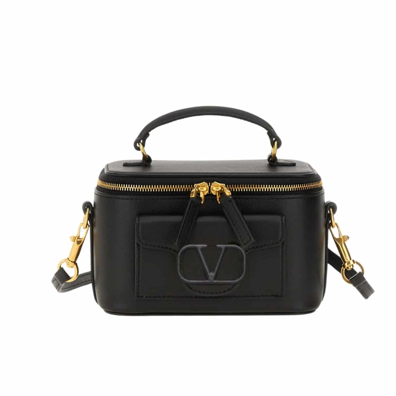 VALENTINO MINI GARAVANI LOCÒ HANDBAG IN CALFSKIN BLACK 22CM