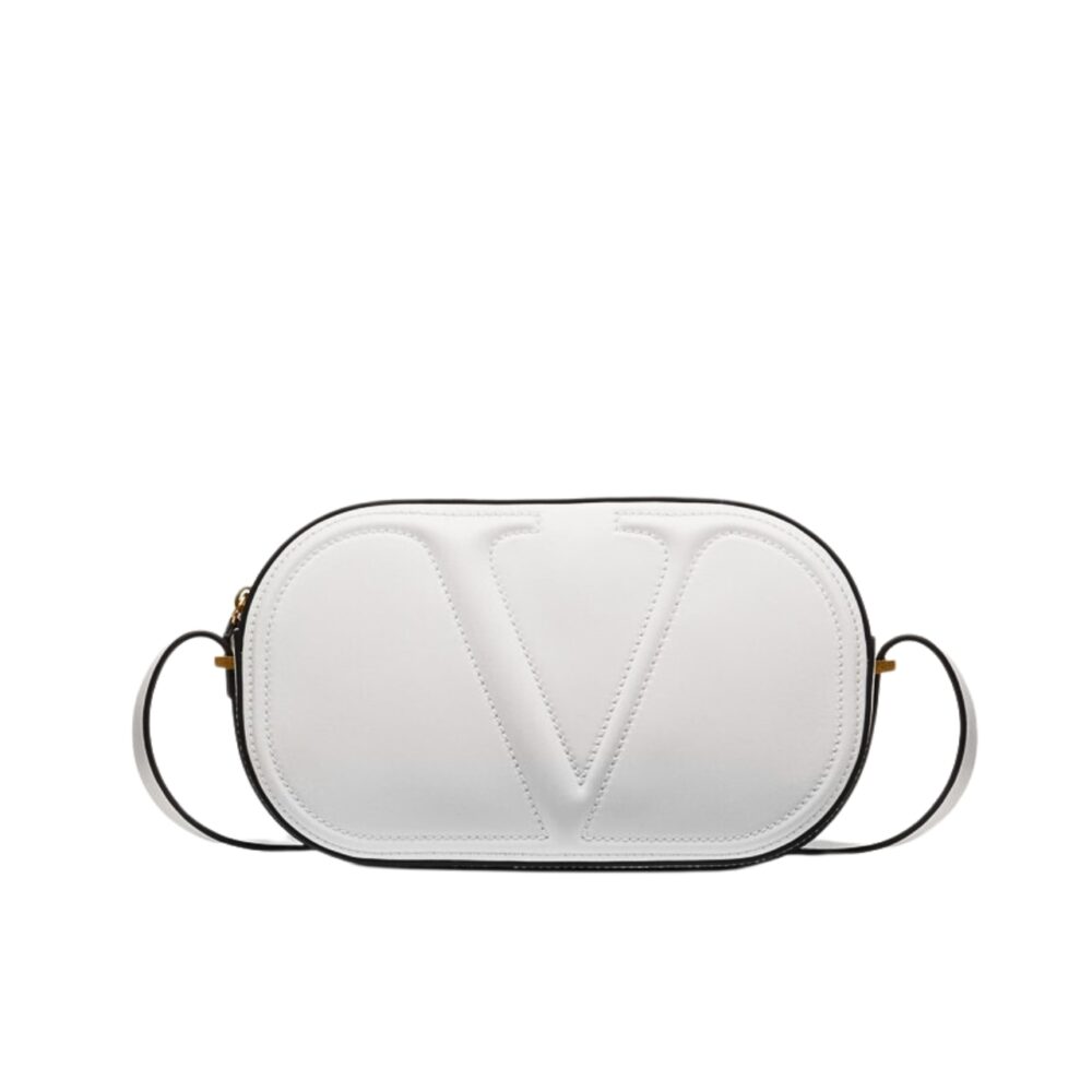 VALENTINO VLOGO WALK CALFSKIN CROSSBODY BAG WHITE 25CM