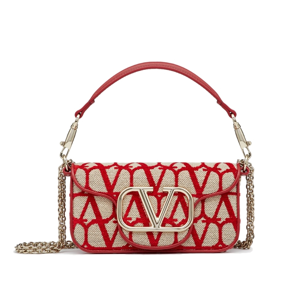 Valentino Garavani Locò Small Toile Iconographe Shoulder Bag Red 20Cm B0L97JSQJ4A