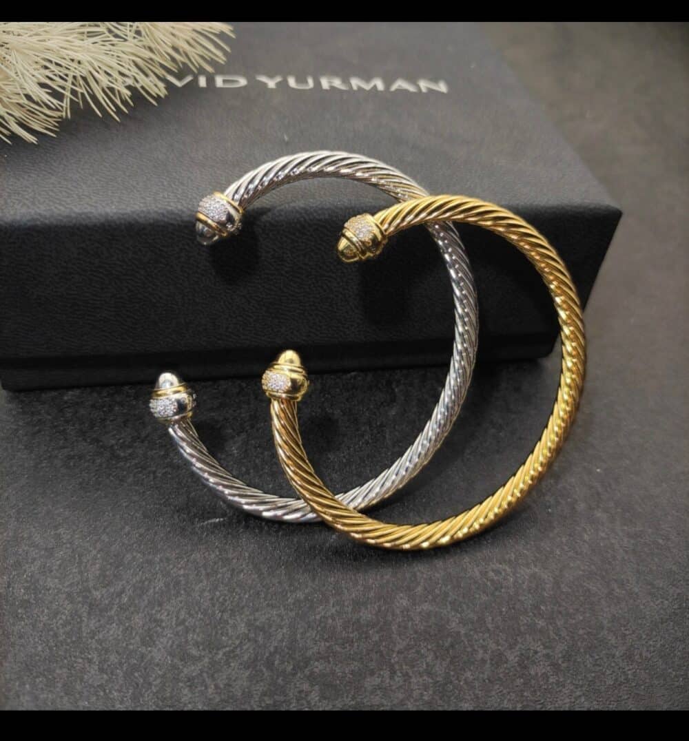 Alternative view of DAVID YURMAN CABLE BRACELET YELLOW GOLD WITH DIAMONDS B18071D88ADIM