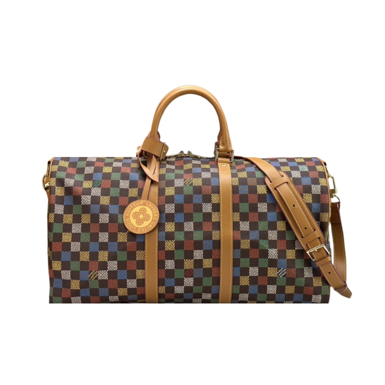 LOUIS VUITTON KEEPALL BANDOULIÈRE 50 LEATHER TRIM MUTICOLOR 50CM