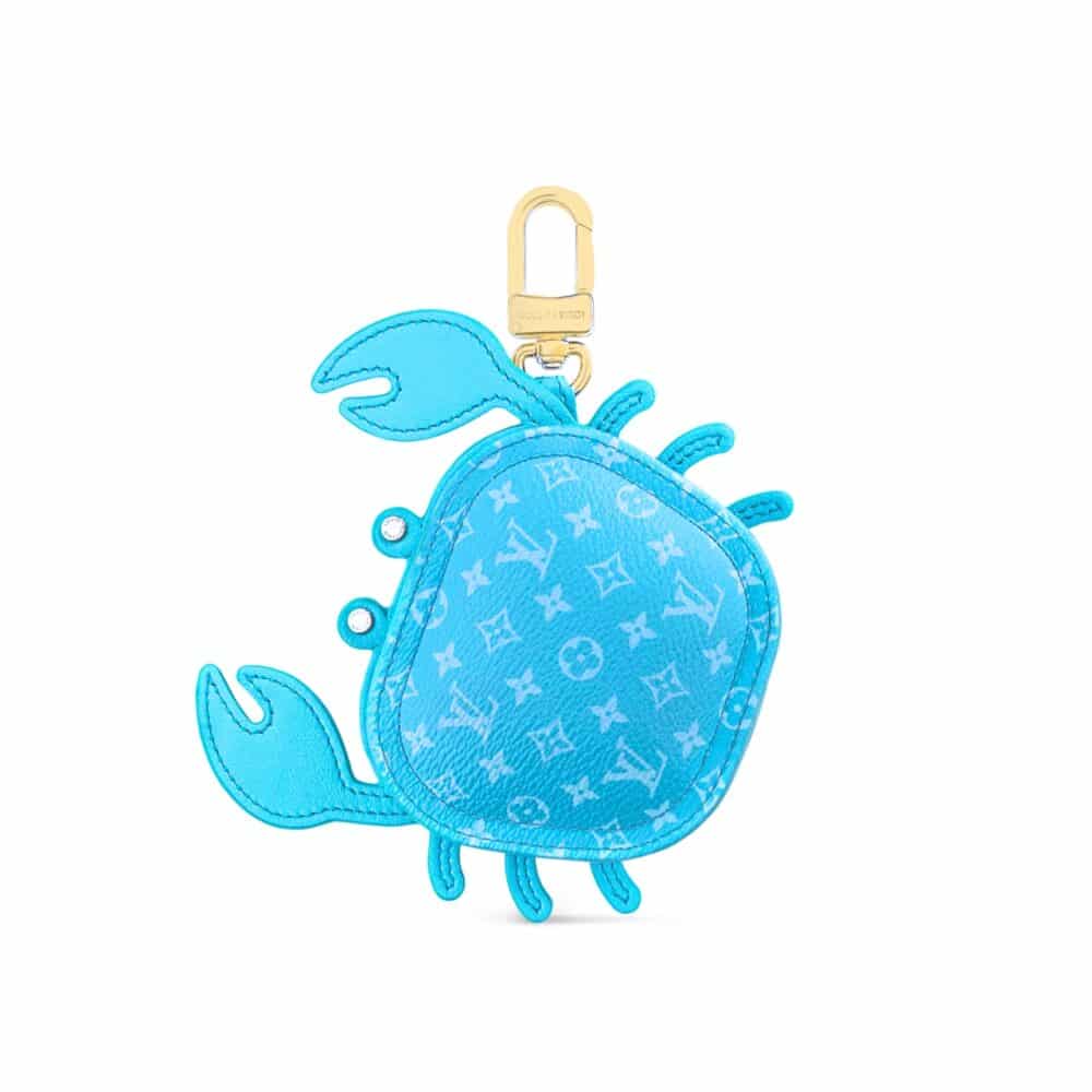 LOUIS VUITTON LV CRAB BAG CHARM LEATHER AND CANVAS BLUE 9CM M01930