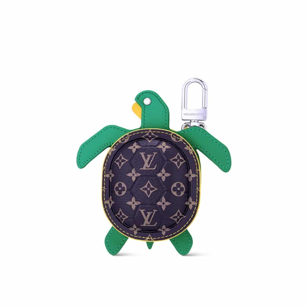 LOUIS VUITTON LV TURTLE POUCH BAG CHARM MONOGRAM BROWN GREEN 12CM