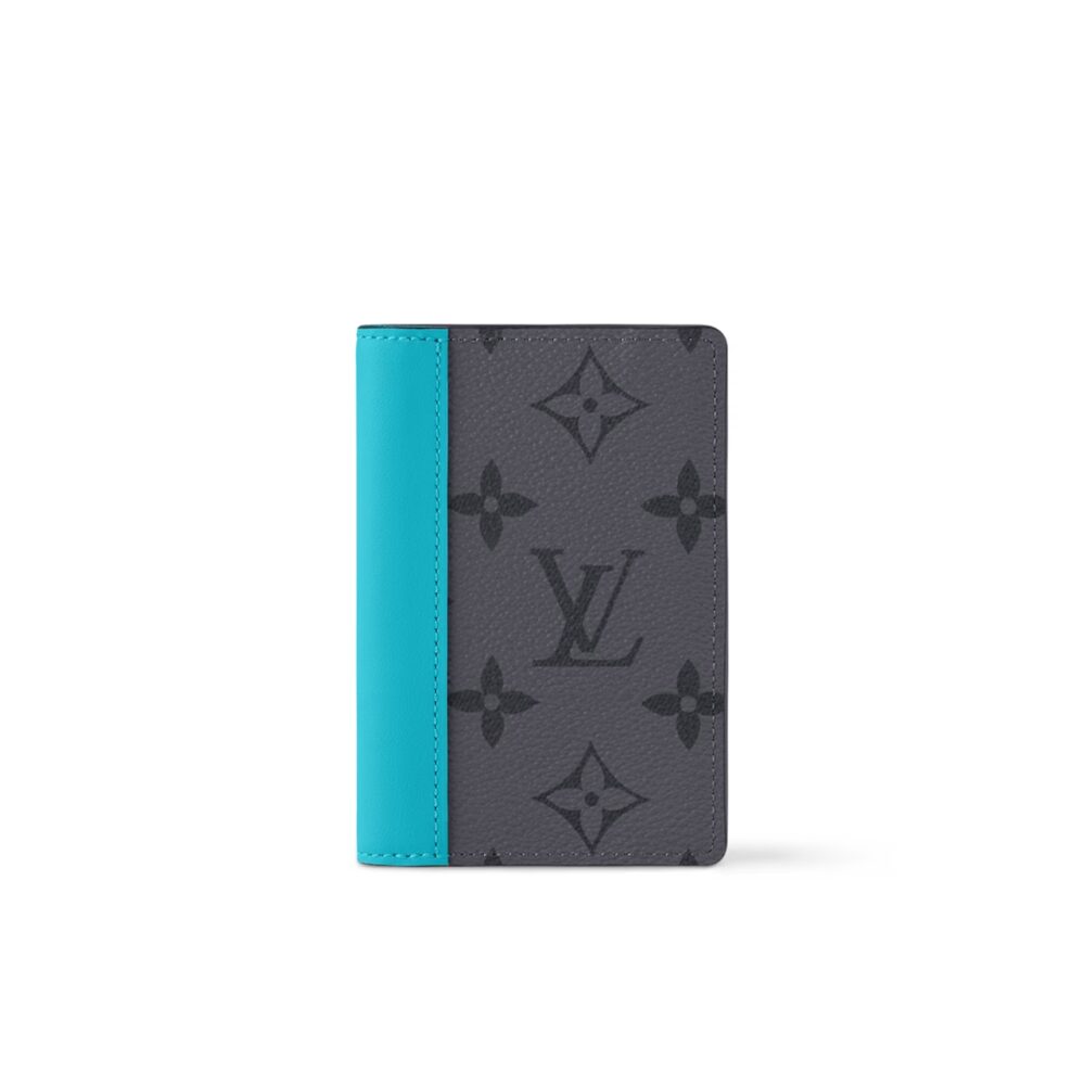 LOUIS VUITTON POCKET ORGANIZER MONOGRAM ECLIPSE REVERSE TURQUOISE 15CM M11469