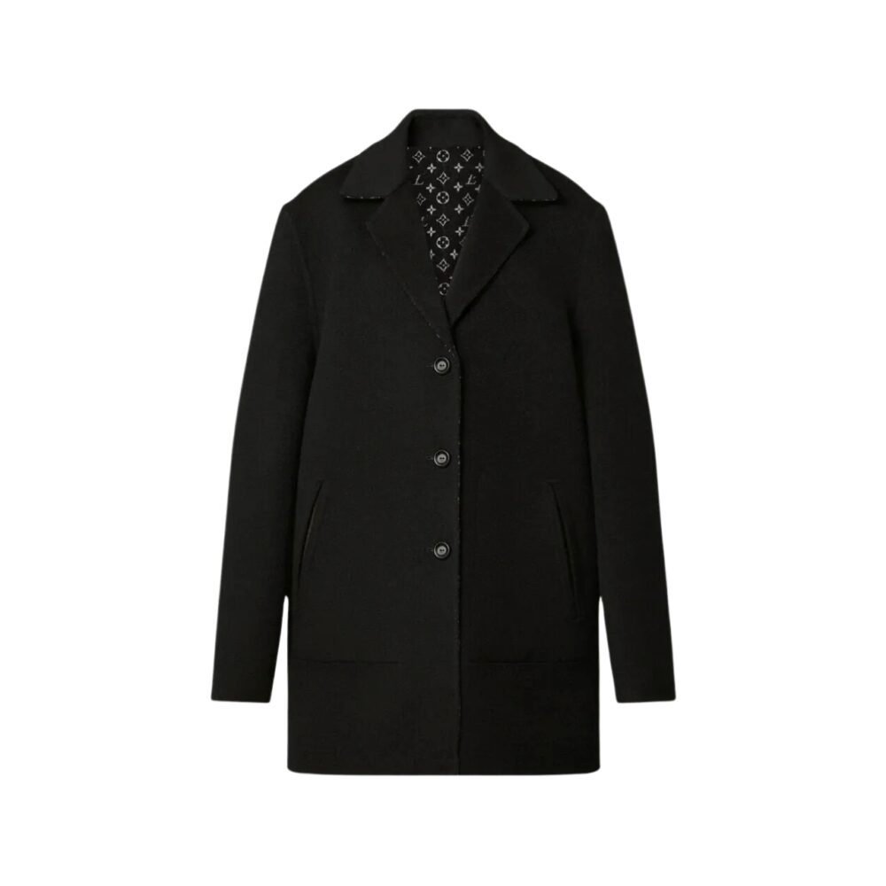 LOUIS VUITTON REVERSIBLE MONOGRAM JACQUARD COAT BLACK