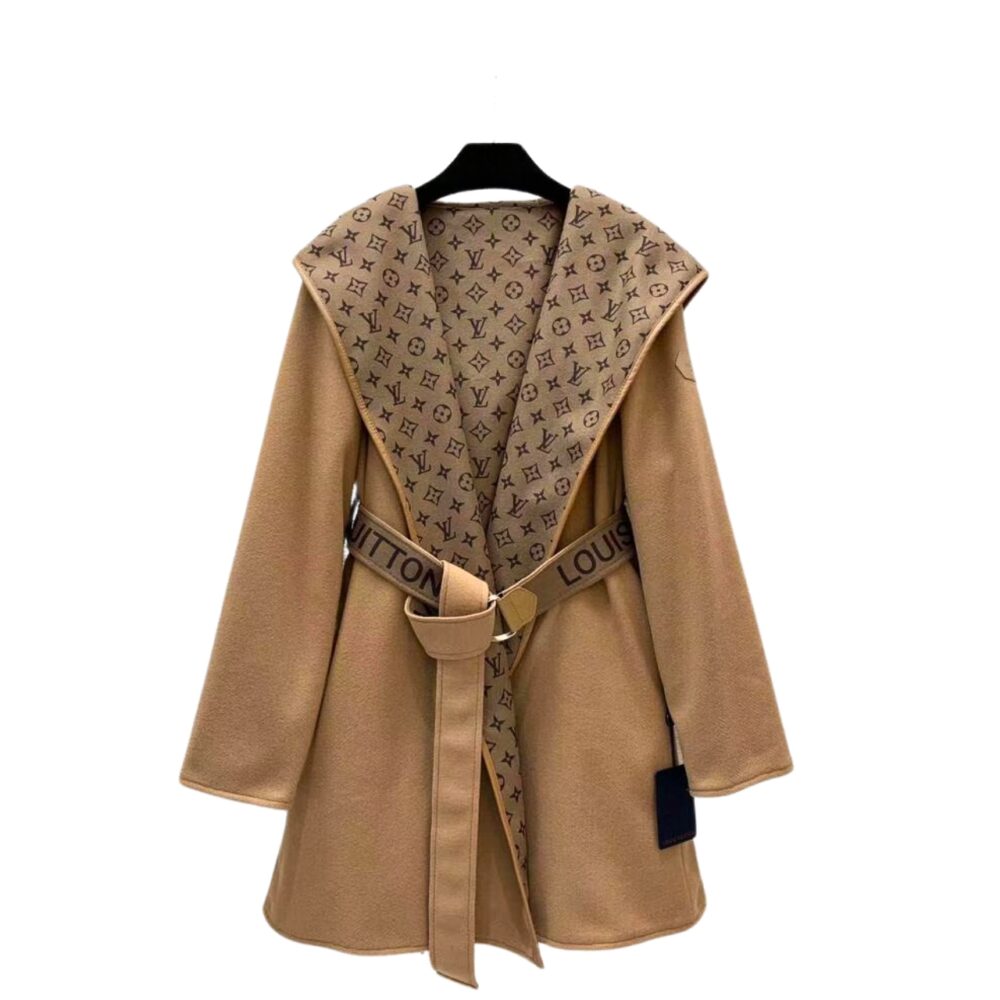 LOUIS VUITTON CLASSIC MONOGRAM WOOL BROWN COATS