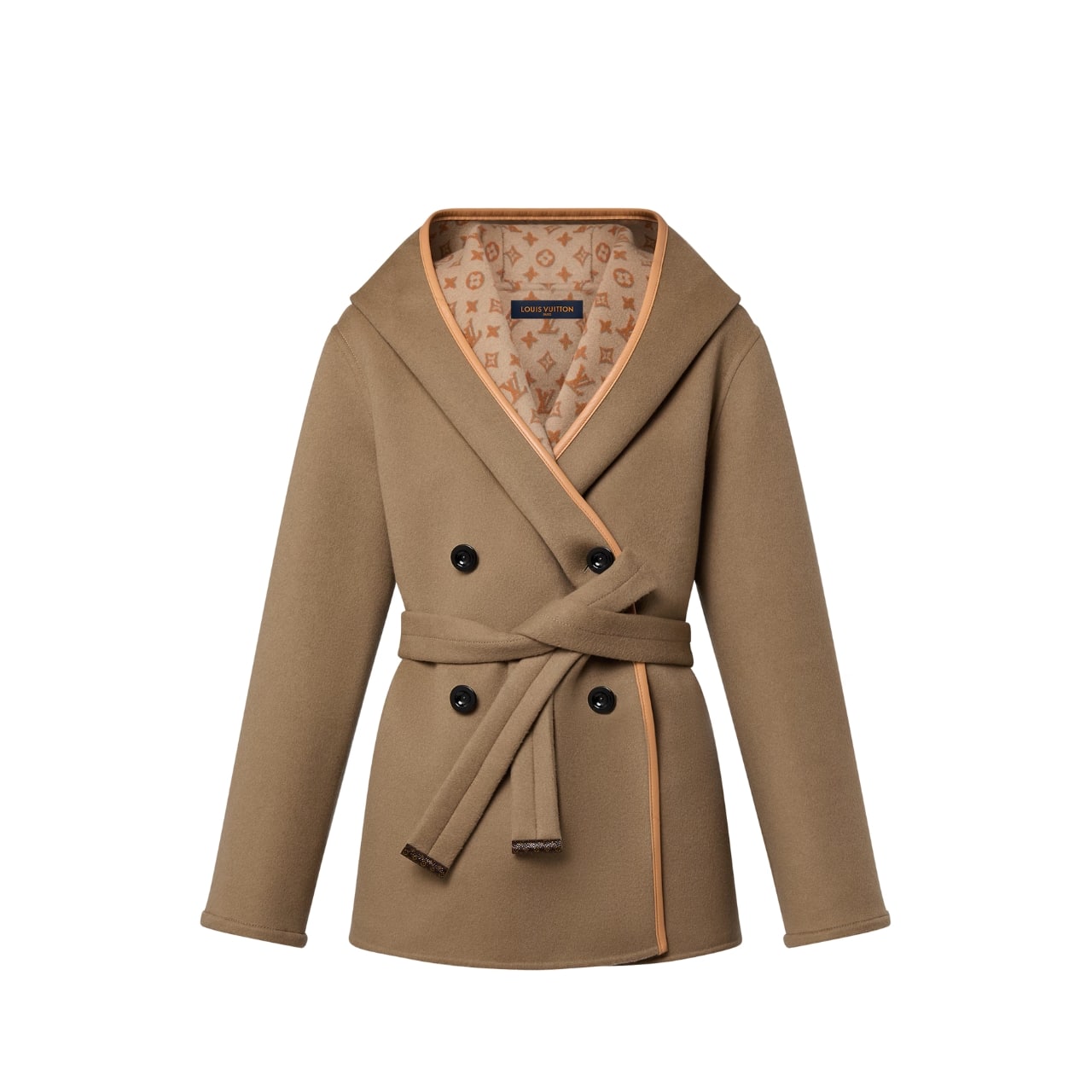 LOUIS VUITTON 3D MONOGRAM DOUBLE BREASTED WRAP COAT FICELLE FONCEE 1ABT6T