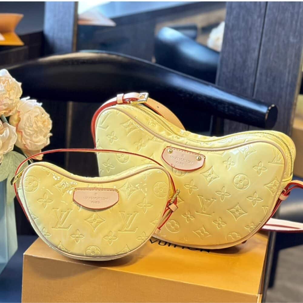 LOUIS VUITTON CROISSANT PM BAG MONOGRAM VERNIS LEATHER CHIC AND YELLOW 25CM M24020 - Image 7