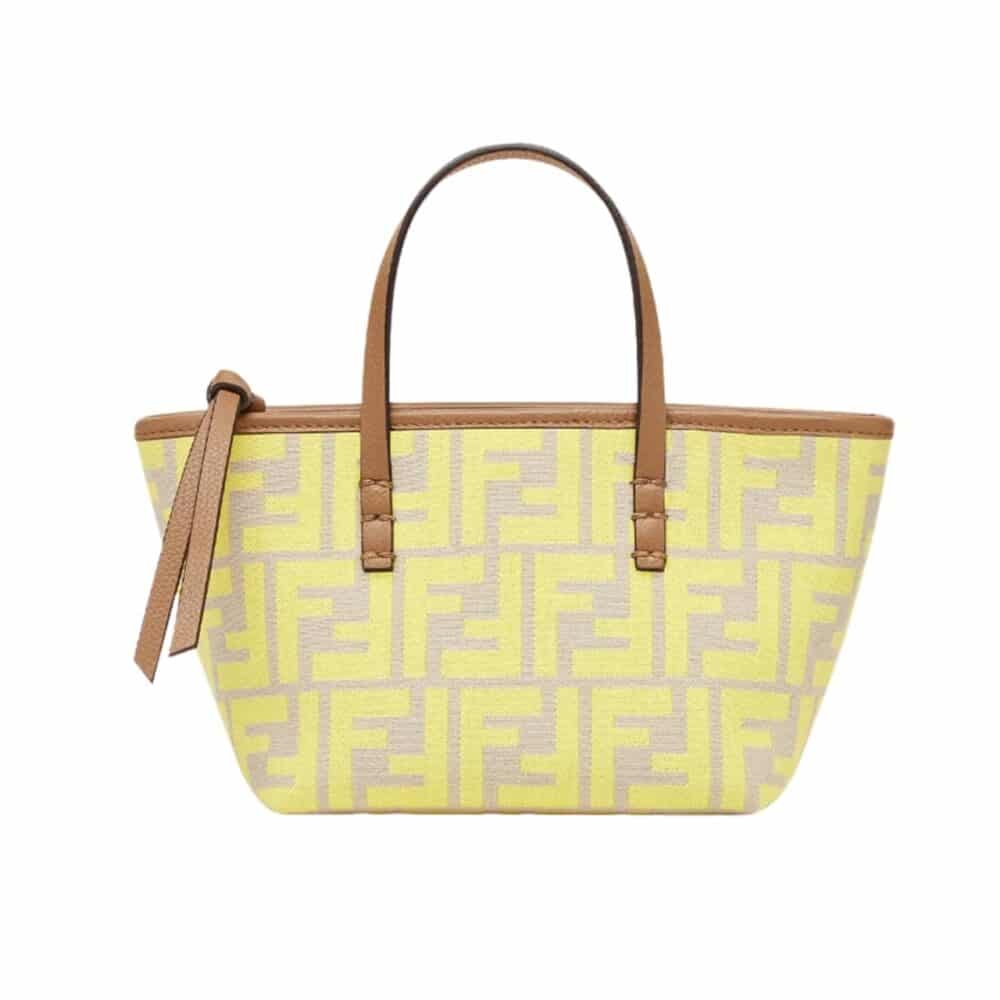 FENDI MINI ROLL FF JACQUARD MINI BAG YELLOW 18CM