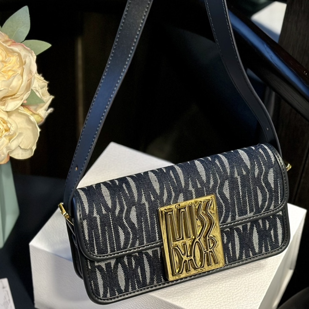 Alternative view of DIOR MISS DIOR FLAP BAG ALLOVER BLUE DENIM 22CM M2610UDXRM49E