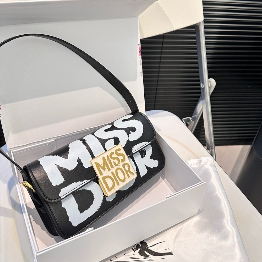Alternative view of DIOR MISS DIOR FLAP BAG GRAFFITI PRINTED CALFSKIN BLACK AND WHITE 22CM M2610UZCJ M911
