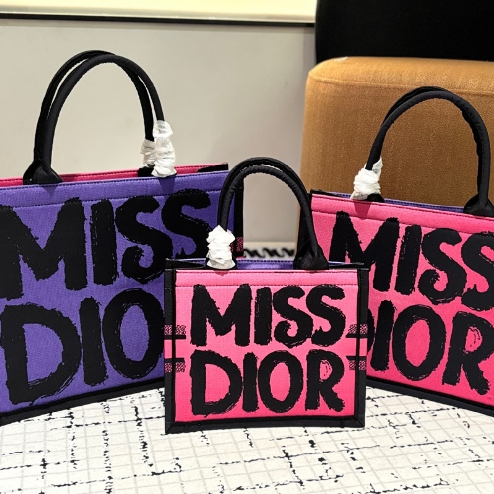 Alternative view of DIOR BOOK TOTE MISS DIOR GRAFFITI EMBROIDERY TWO TONE PINK AND PURPLE 41CM