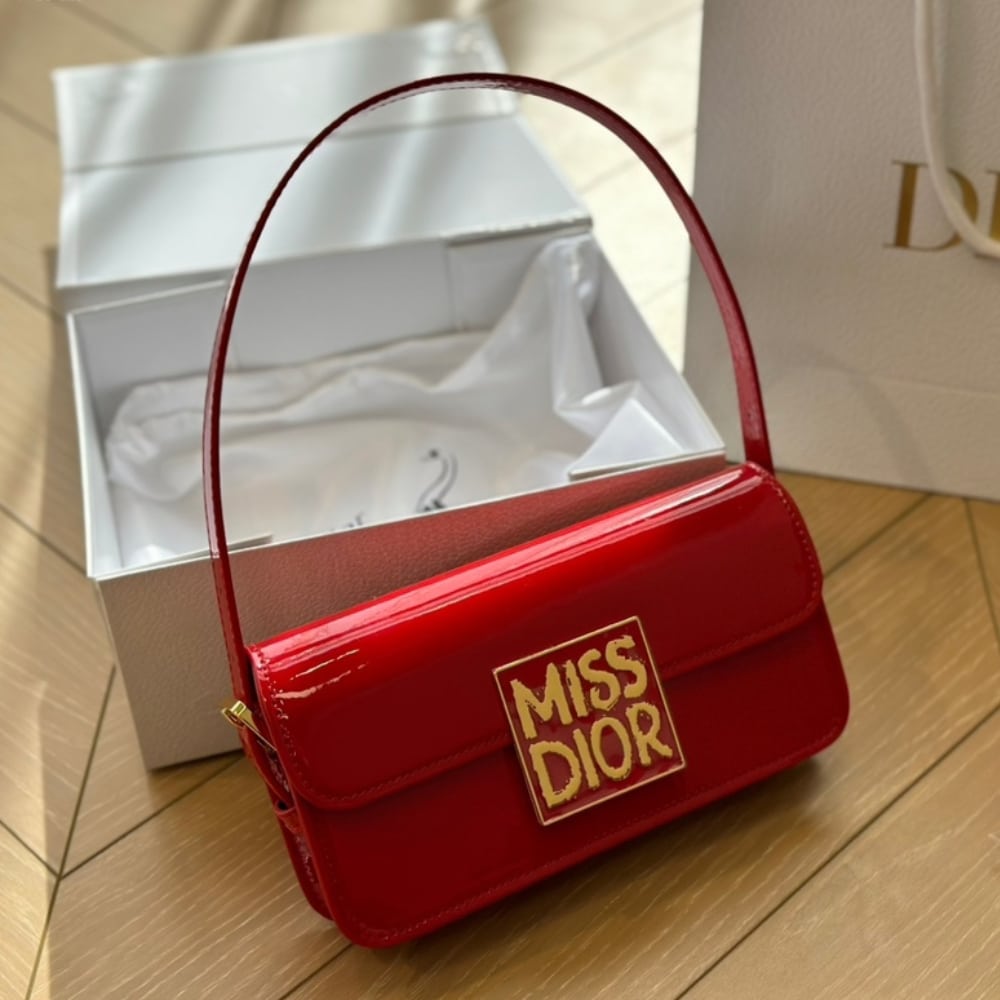 Alternative view of DIOR MISS DIOR FLAP BAG PATENT CALFSKIN RED 22CM