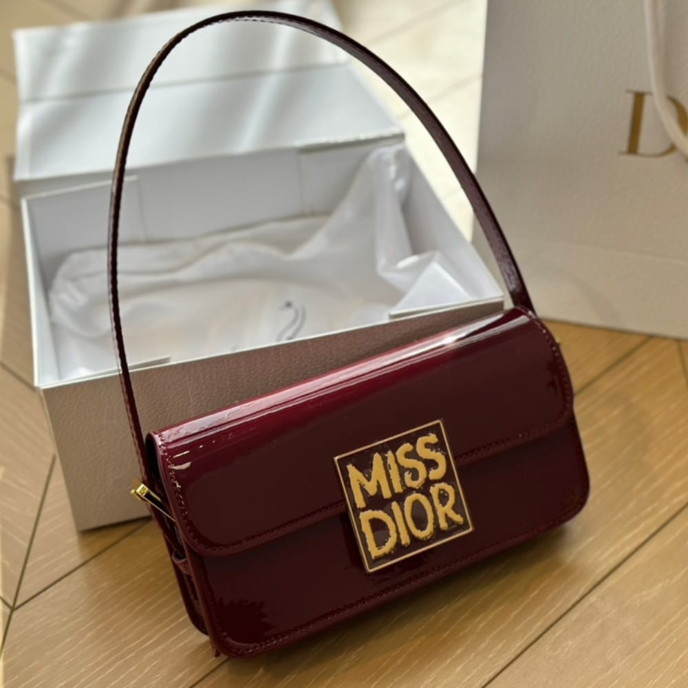 Alternative view of DIOR MISS DIOR FLAP BAG PATENT CALFSKIN RED WINE 22CM