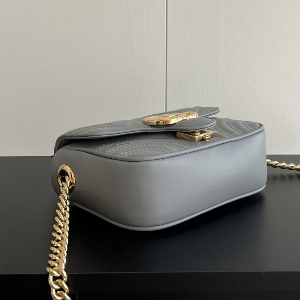 GUCCI GG MARMONT MINI SHOULDER BAG GREY 17CM - Image 3