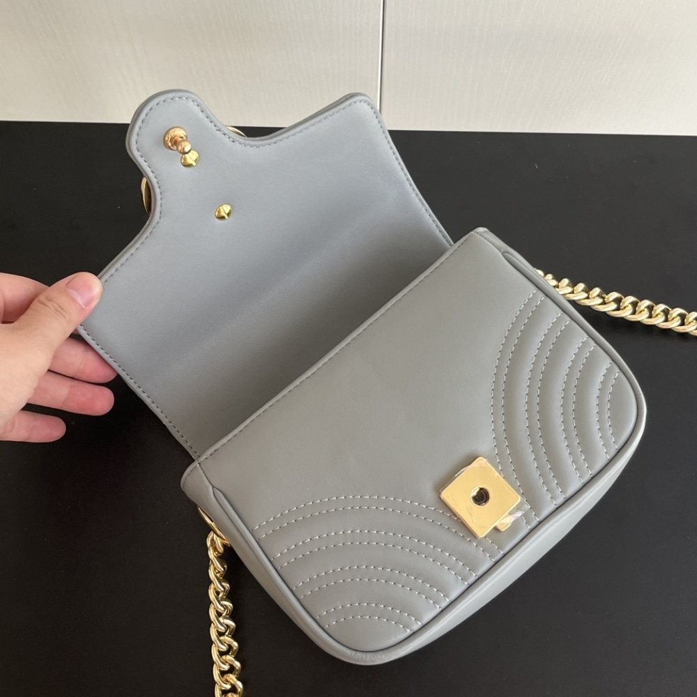 GUCCI GG MARMONT MINI SHOULDER BAG GREY 17CM - Image 4