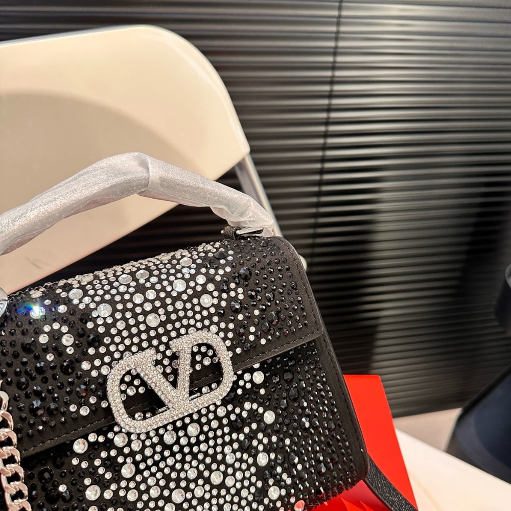 VALENTINO GARAVANI MINI VSLING HANDBAG WITH SPARKLING EMBROIDERY BLACK 19CM - Image 3