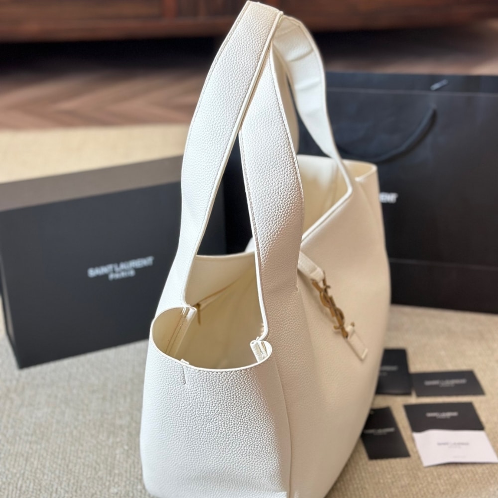 SAINT LAURENT LE 5 À 7 BEA IN GRAINED LEATHER WHITE 50CM 763435AADDG - Image 4