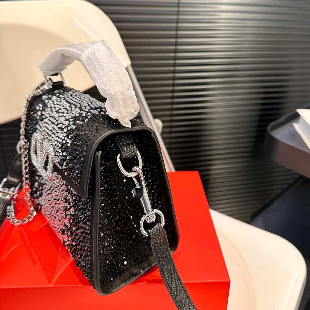 VALENTINO GARAVANI MINI VSLING HANDBAG WITH SPARKLING EMBROIDERY BLACK 19CM - Image 4