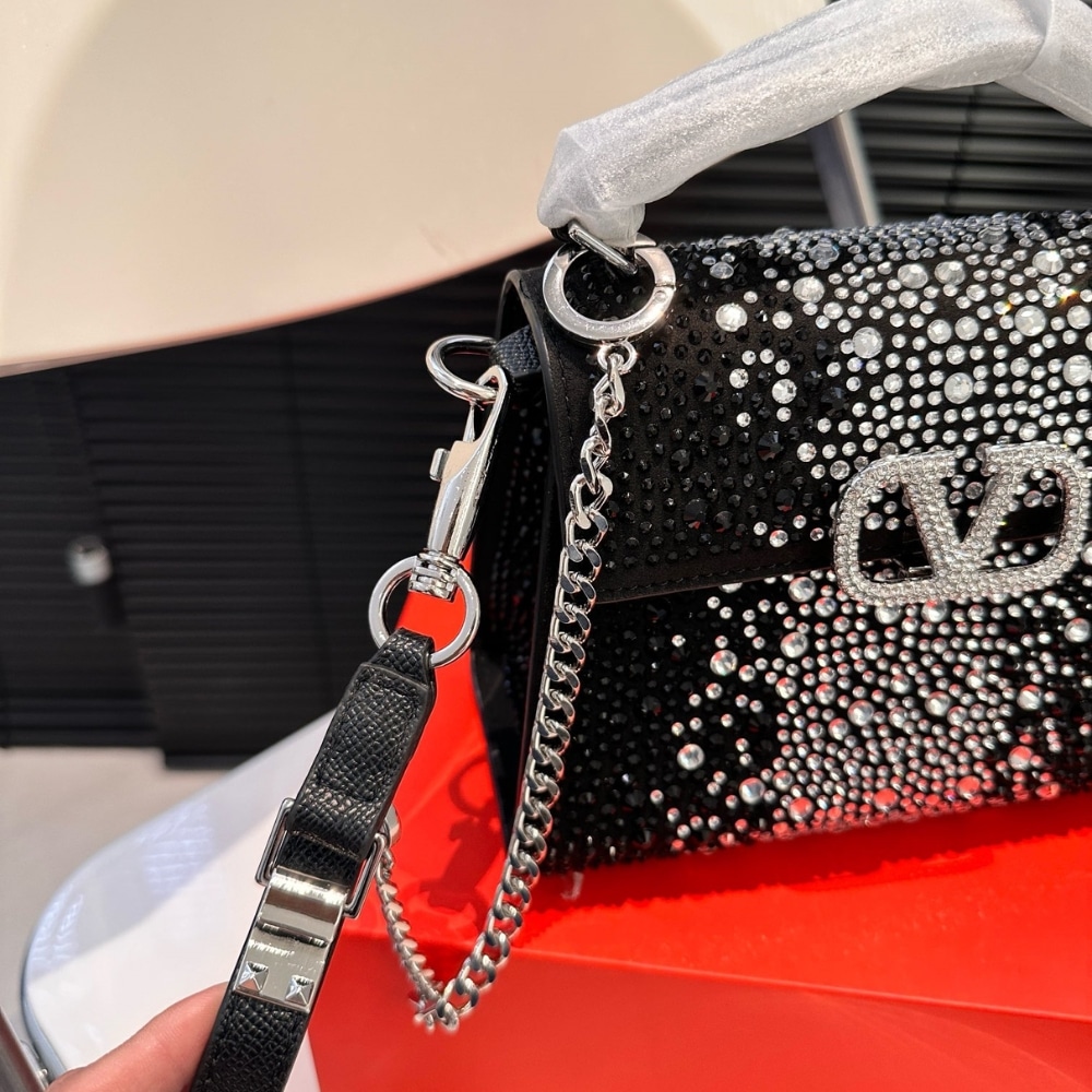 VALENTINO GARAVANI MINI VSLING HANDBAG WITH SPARKLING EMBROIDERY BLACK 19CM - Image 5